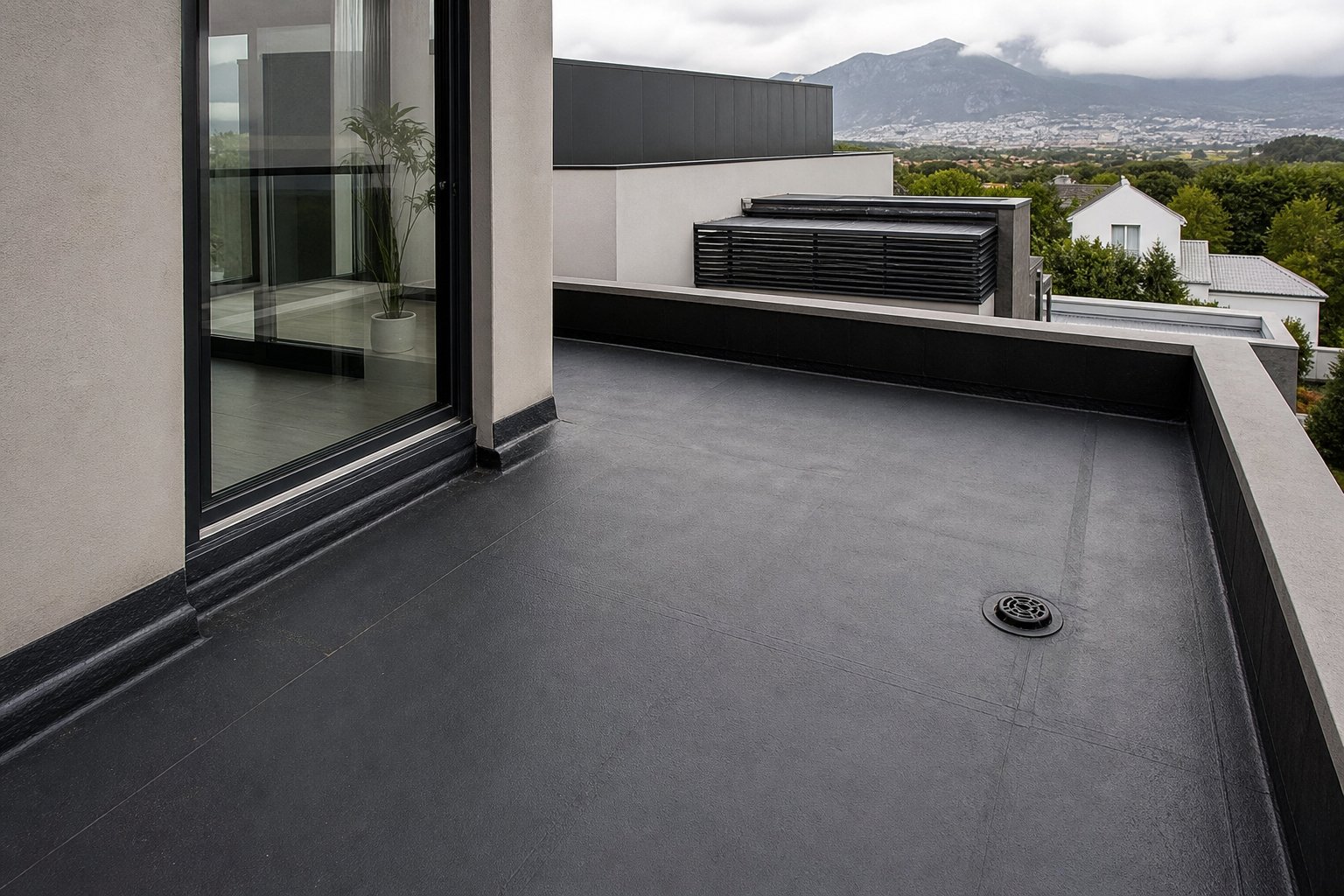 Flat roof, parapet and tiled balcony on a Cape Town home