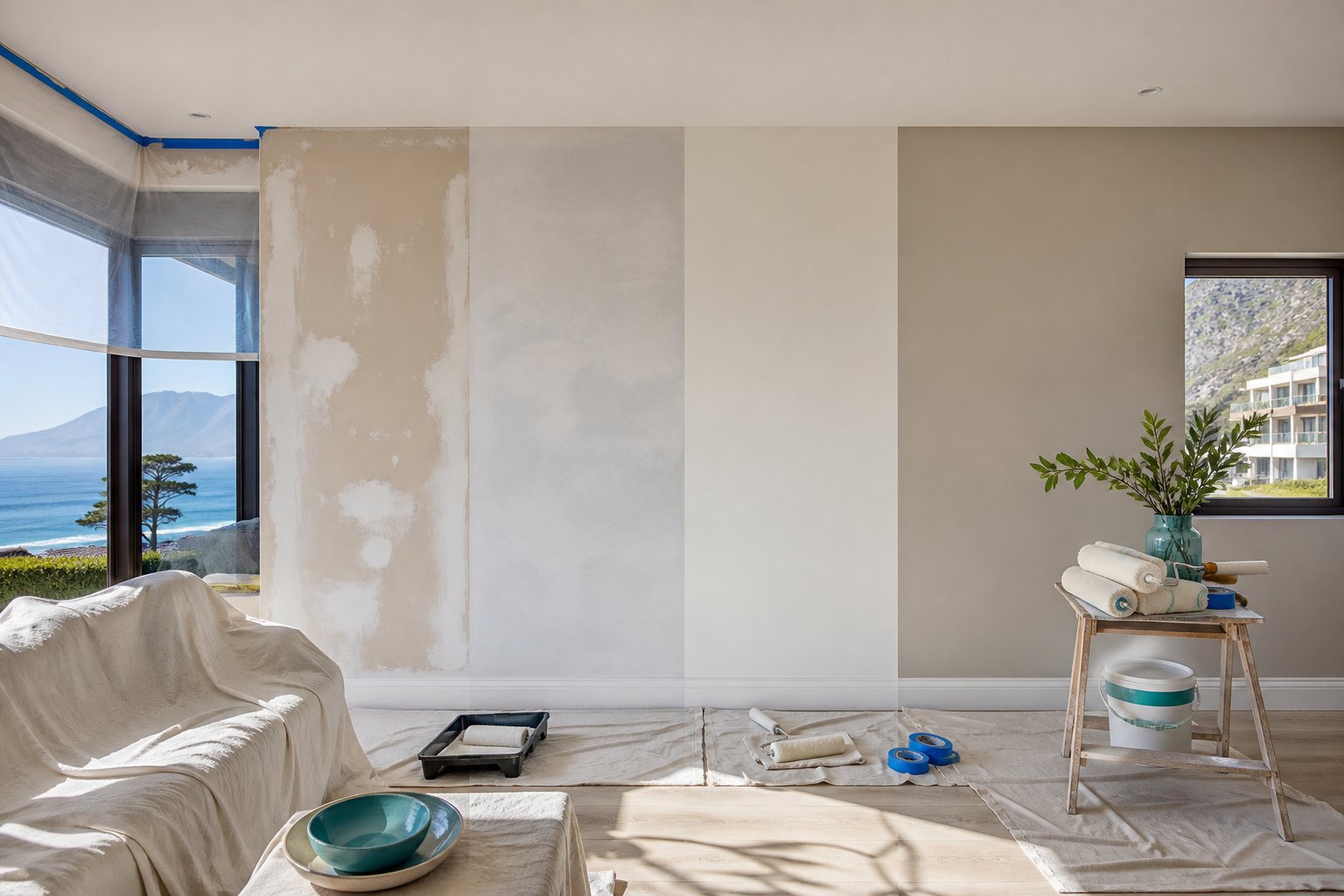 Cape Town living room prepared for a full interior repaint
