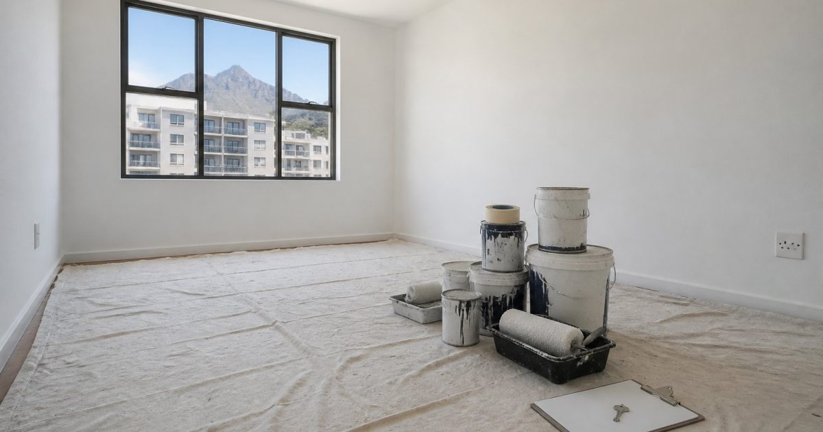 Empty Cape Town rental apartment prepared for repainting