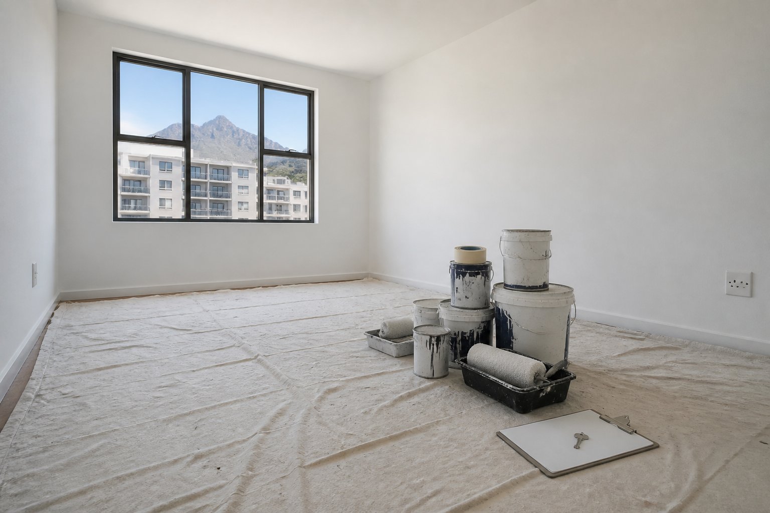 Empty Cape Town rental apartment prepared for repainting
